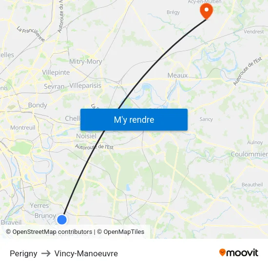 Perigny to Vincy-Manoeuvre map