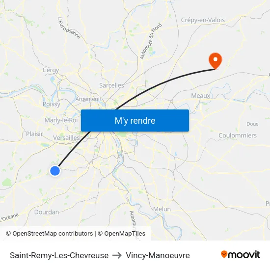 Saint-Remy-Les-Chevreuse to Vincy-Manoeuvre map