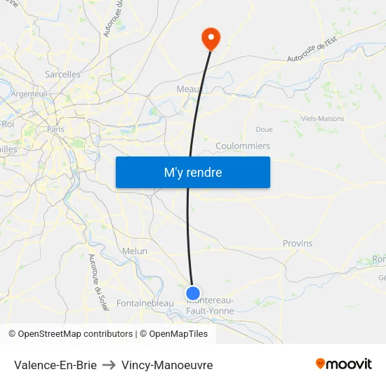 Valence-En-Brie to Vincy-Manoeuvre map