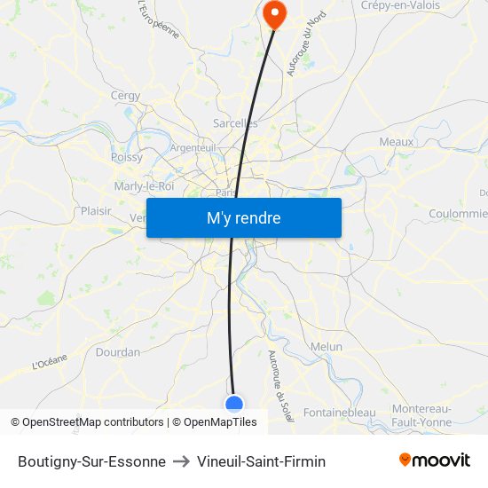 Boutigny-Sur-Essonne to Vineuil-Saint-Firmin map