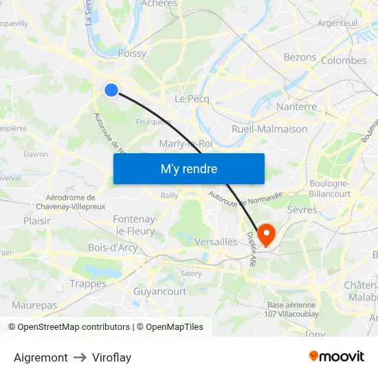 Aigremont to Viroflay map