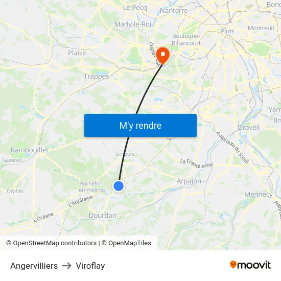 Angervilliers to Viroflay map