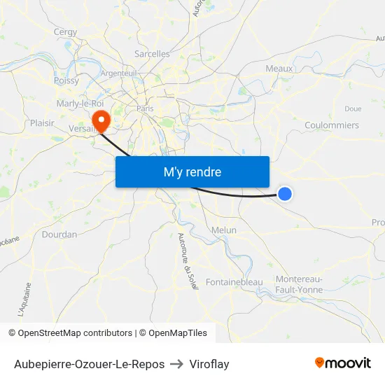 Aubepierre-Ozouer-Le-Repos to Viroflay map