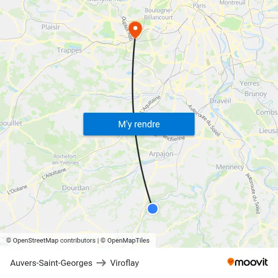 Auvers-Saint-Georges to Viroflay map