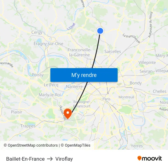 Baillet-En-France to Viroflay map