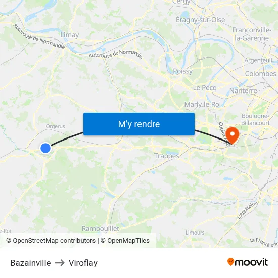 Bazainville to Viroflay map