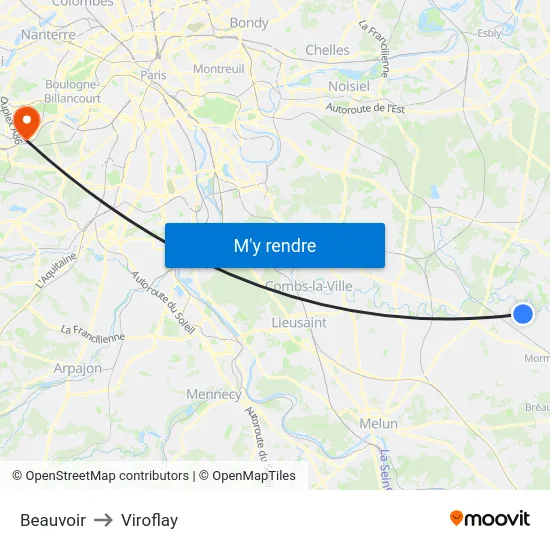 Beauvoir to Viroflay map