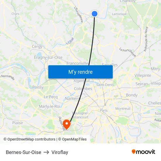 Bernes-Sur-Oise to Viroflay map