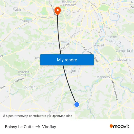 Boissy-Le-Cutte to Viroflay map