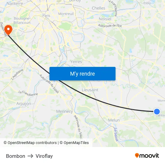 Bombon to Viroflay map