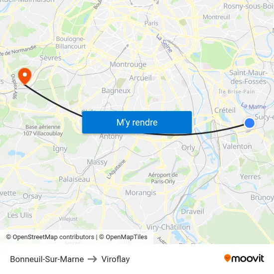Bonneuil-Sur-Marne to Viroflay map