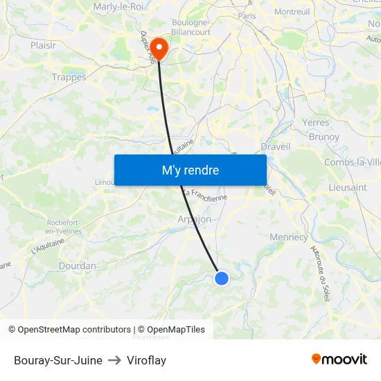 Bouray-Sur-Juine to Viroflay map