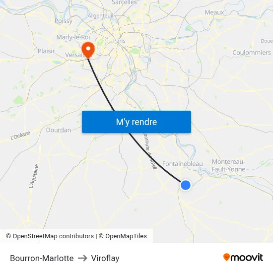 Bourron-Marlotte to Viroflay map
