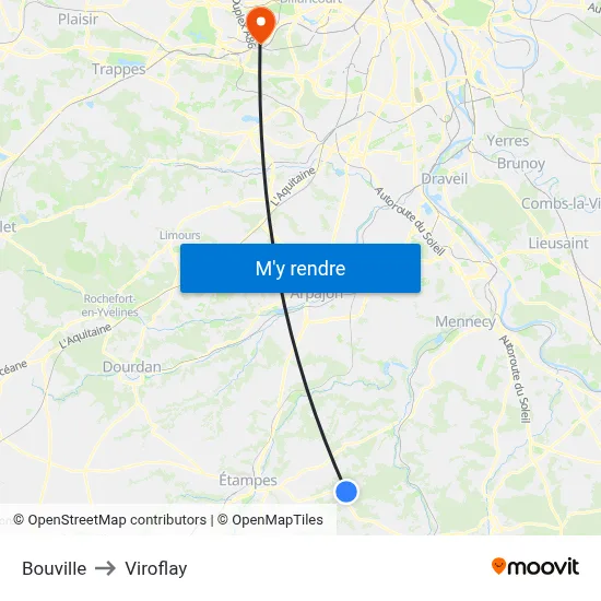 Bouville to Viroflay map