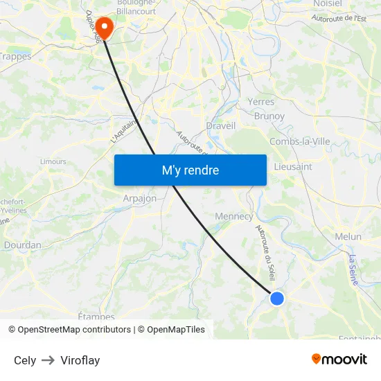 Cely to Viroflay map
