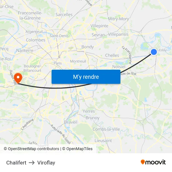 Chalifert to Viroflay map