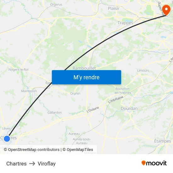 Chartres to Viroflay map