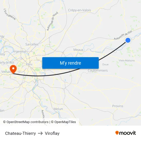 Chateau-Thierry to Viroflay map