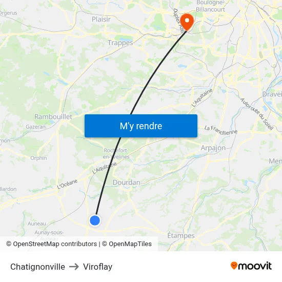 Chatignonville to Viroflay map