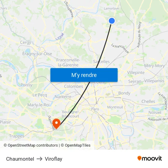 Chaumontel to Viroflay map
