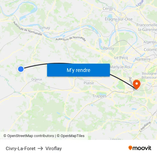 Civry-La-Foret to Viroflay map