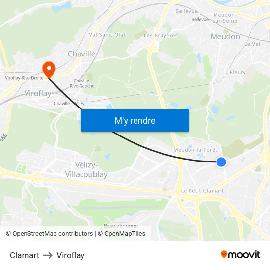 Clamart to Viroflay map