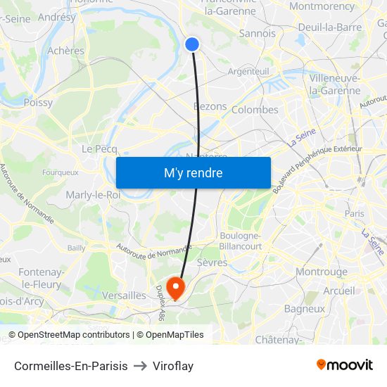 Cormeilles-En-Parisis to Viroflay map