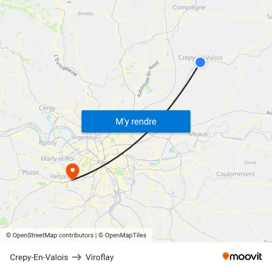 Crepy-En-Valois to Viroflay map