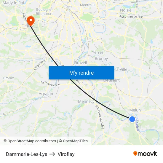 Dammarie-Les-Lys to Viroflay map