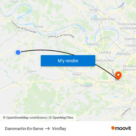 Dammartin-En-Serve to Viroflay map