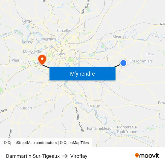 Dammartin-Sur-Tigeaux to Viroflay map