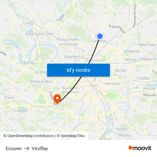Ecouen to Viroflay map