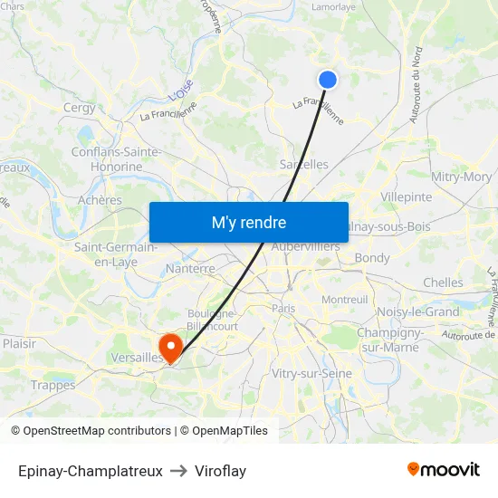 Epinay-Champlatreux to Viroflay map