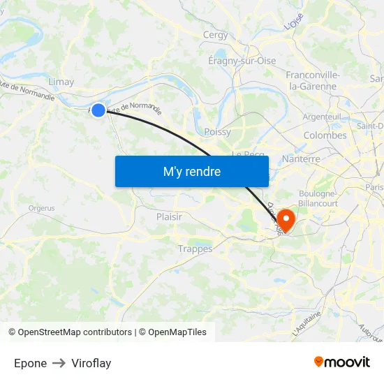 Epone to Viroflay map