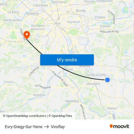 Evry-Gregy-Sur-Yerre to Viroflay map