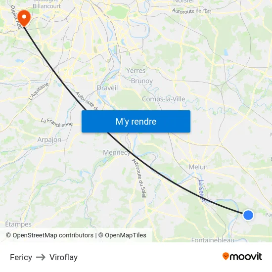 Fericy to Viroflay map