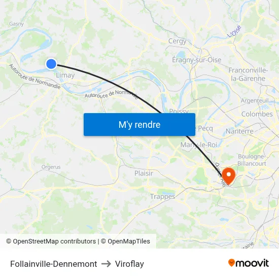 Follainville-Dennemont to Viroflay map