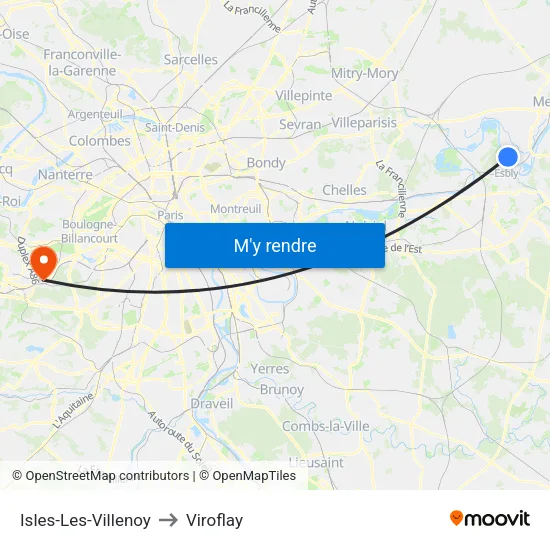 Isles-Les-Villenoy to Viroflay map