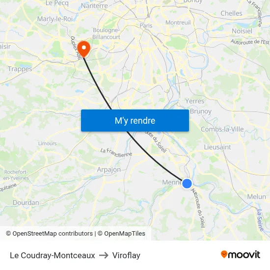 Le Coudray-Montceaux to Viroflay map