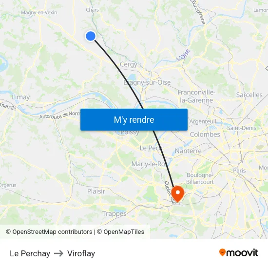 Le Perchay to Viroflay map