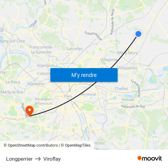 Longperrier to Viroflay map