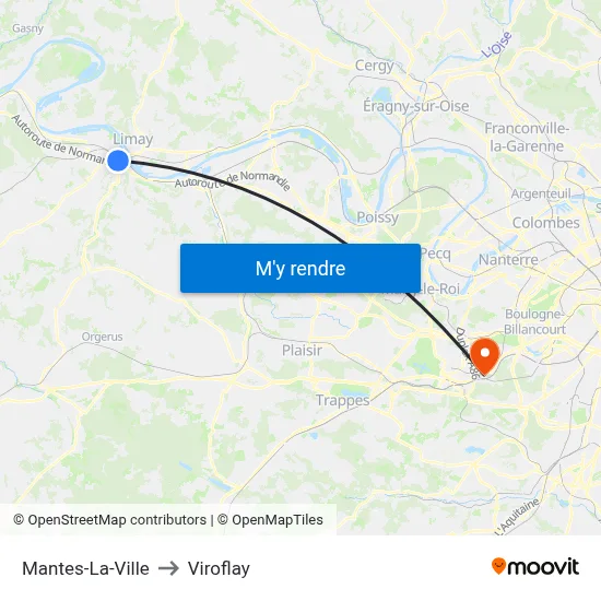Mantes-La-Ville to Viroflay map