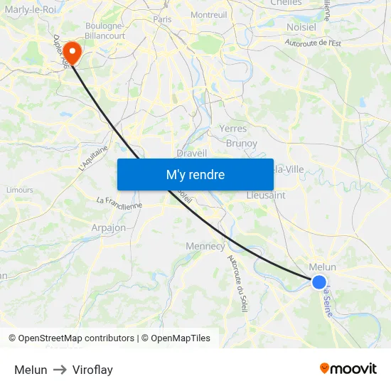 Melun to Viroflay map