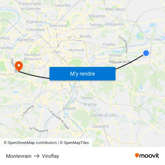Montevrain to Viroflay map