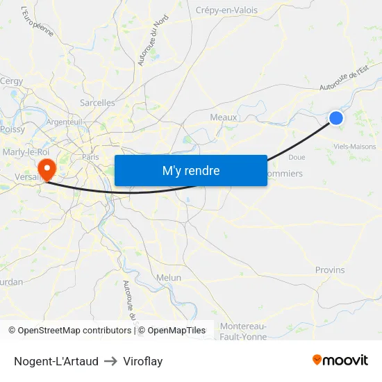 Nogent-L'Artaud to Viroflay map