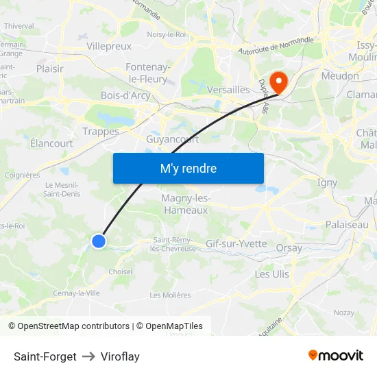 Saint-Forget to Viroflay map
