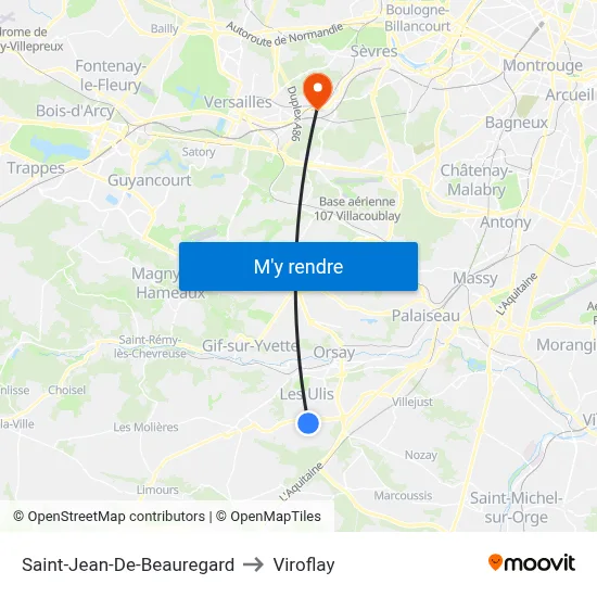 Saint-Jean-De-Beauregard to Viroflay map