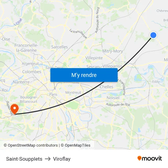 Saint-Soupplets to Viroflay map
