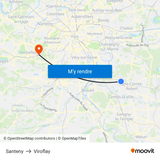 Santeny to Viroflay map