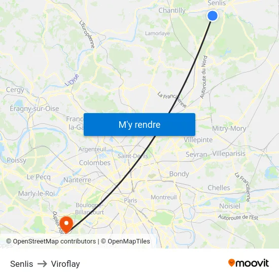 Senlis to Viroflay map
